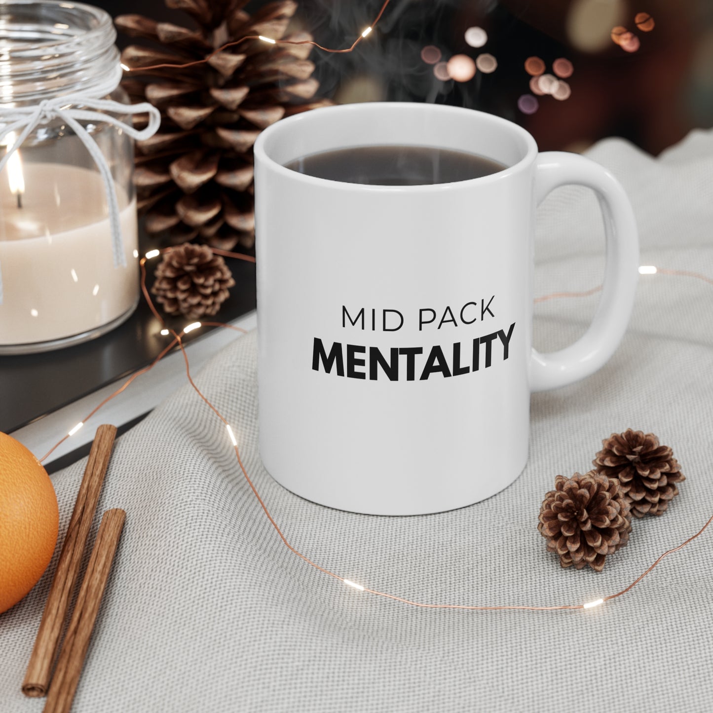 Mid Pack Mentality Coffee Mug | Runner Motivation Cup | Marathon Gift | Running Quote Ceramic Mug