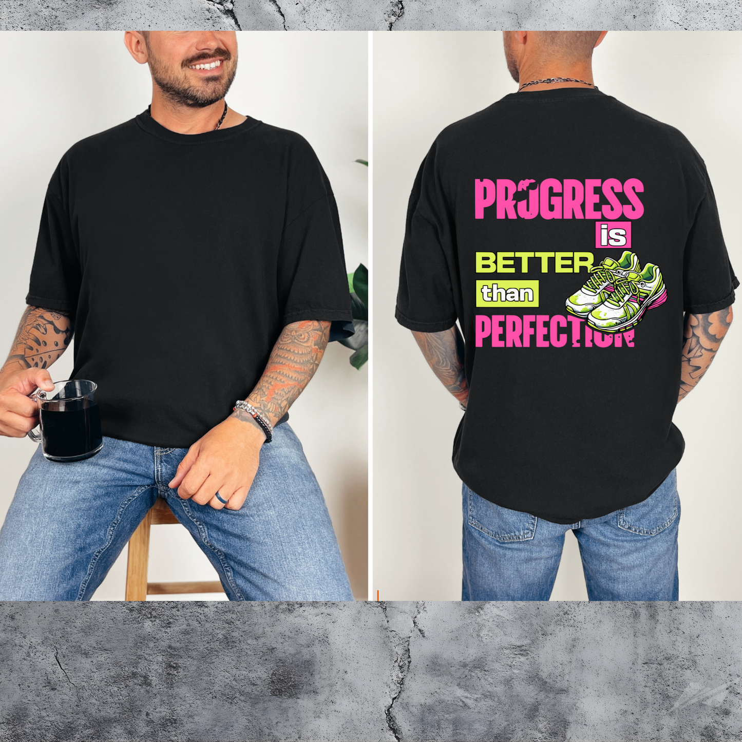 Progress Over Perfection | Runner Motivation Tee | Gym Workout Shirt | Vintage Graphic | Fitness Gift