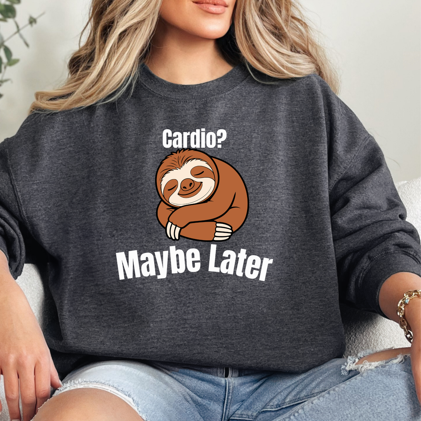 Cardio Maybe Later | Funny Running Crewneck Sweatshirt | Marathon Gift | Unisex Pullover