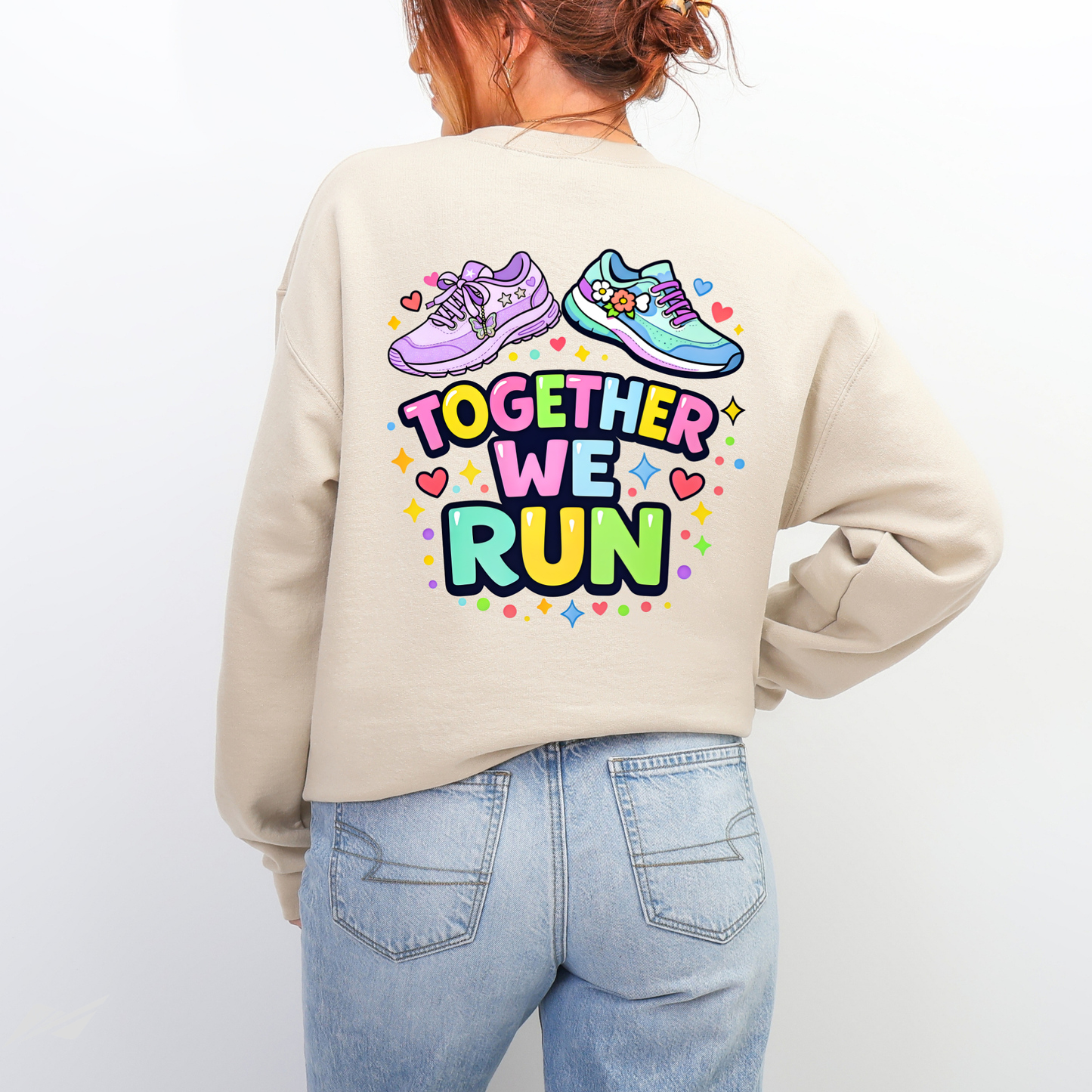 Together We Run | Couples Running Crewneck Sweatshirt | Best Friend Runner Gift | Newlywed Marathon Duo
