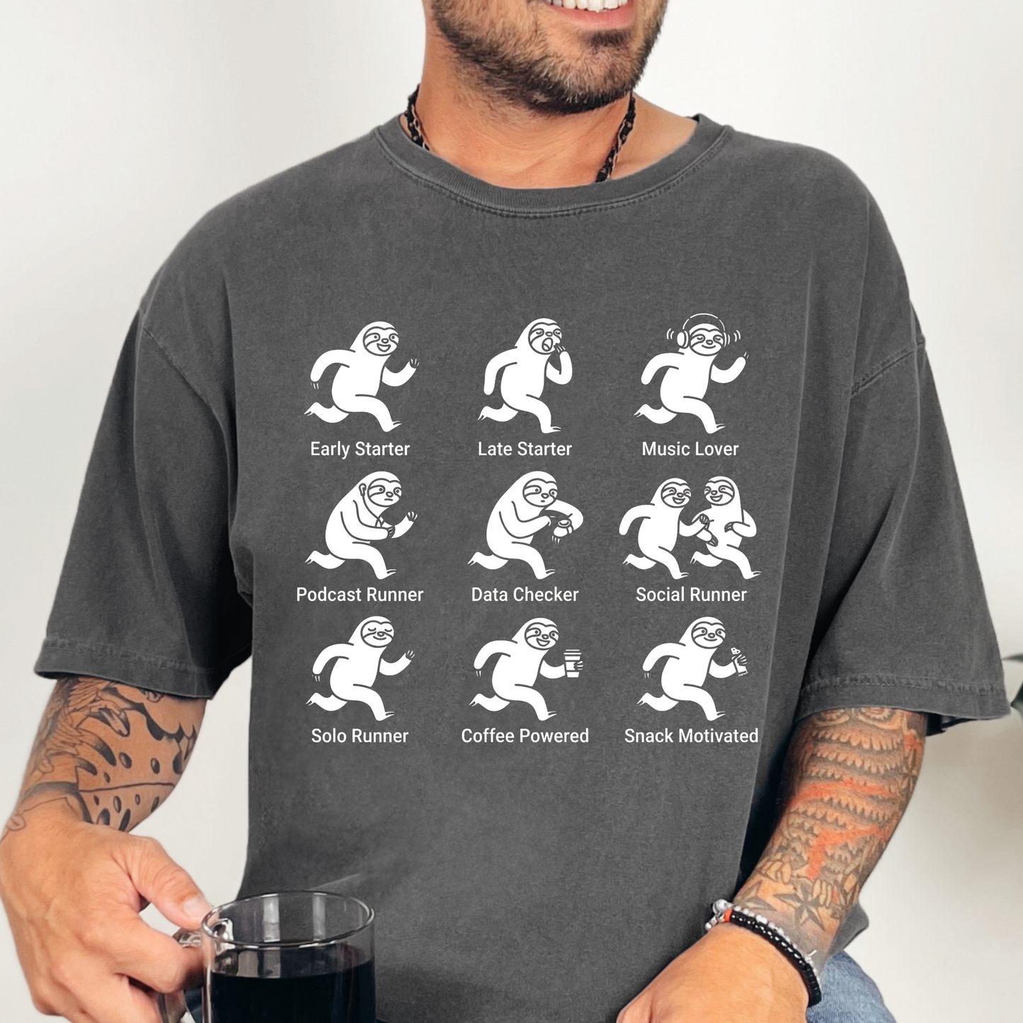 Runner Personalities | Funny Sloth Running Shirt | Marathon Runner Gift | Run Club Tee