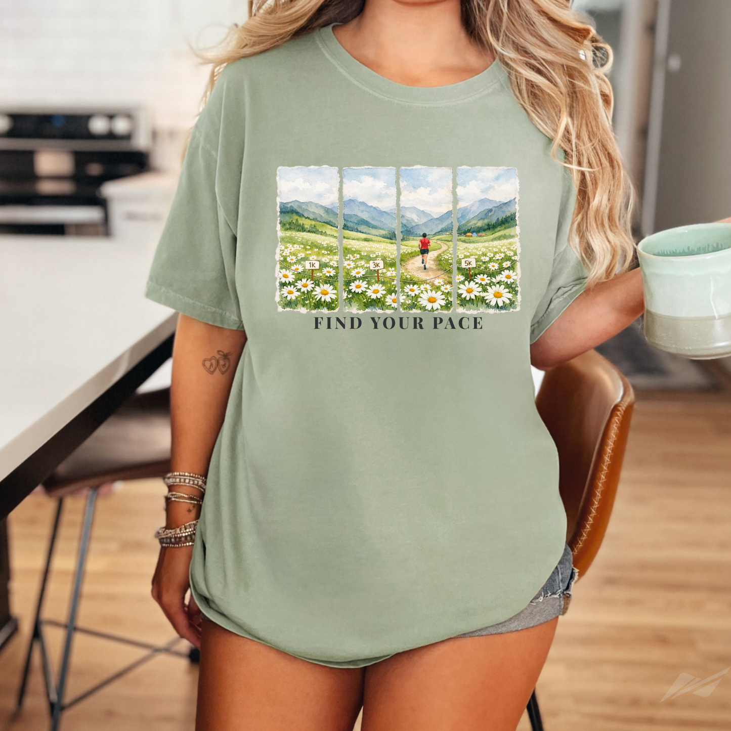 Find Your Pace | Watercolor Landscape Running Shirt | Trail Runner Tee | Nature-Inspired Gift