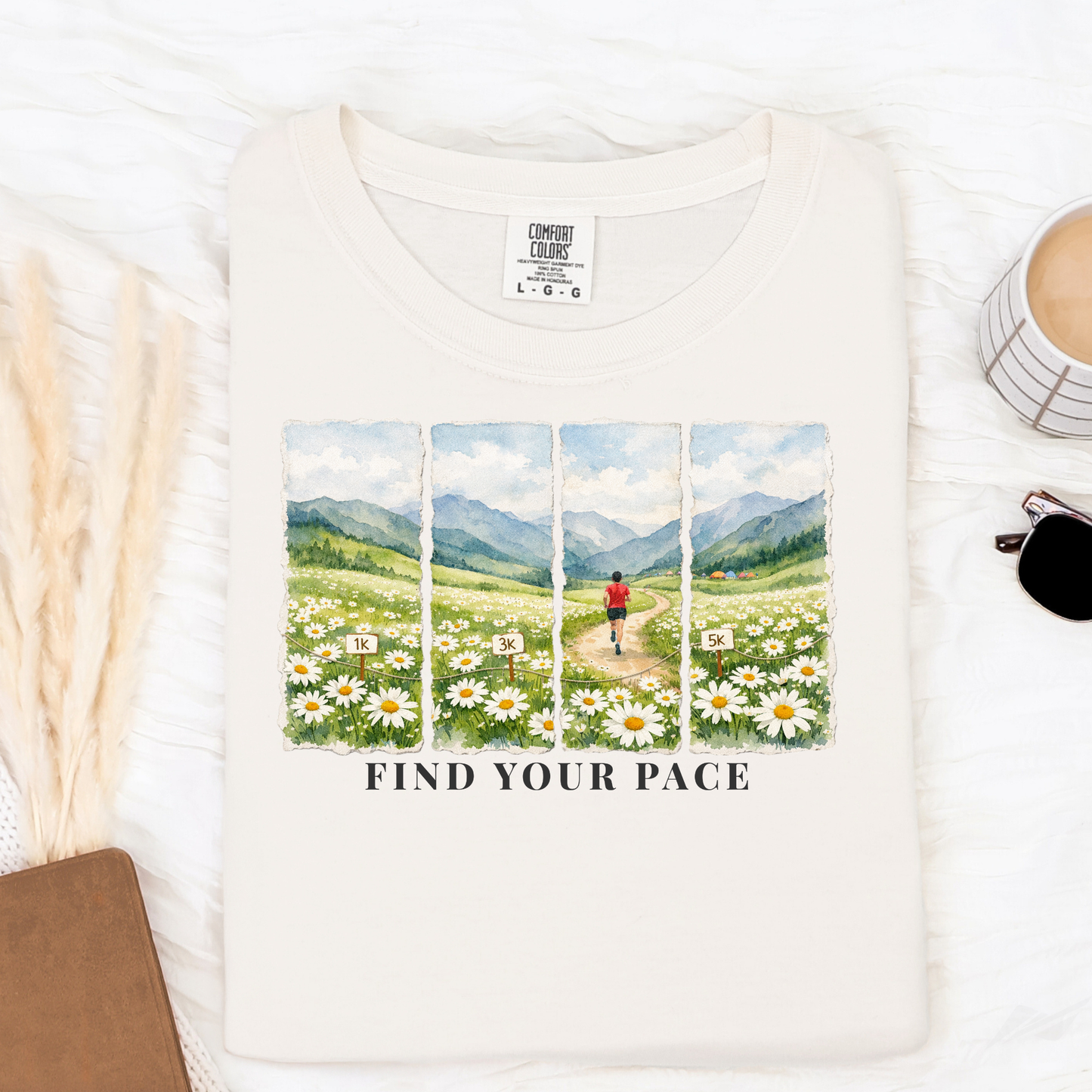 Find Your Pace | Watercolor Landscape Running Shirt | Trail Runner Tee | Nature-Inspired Gift