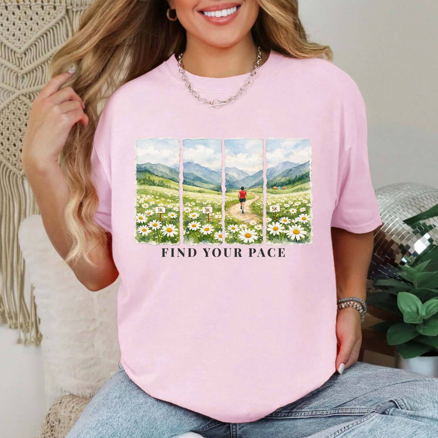 Find Your Pace | Watercolor Landscape Running Shirt | Trail Runner Tee | Nature-Inspired Gift
