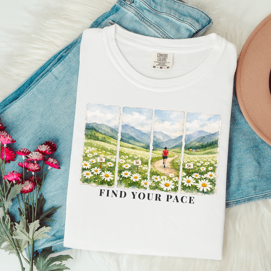 Find Your Pace | Watercolor Landscape Running Shirt | Trail Runner Tee | Nature-Inspired Gift