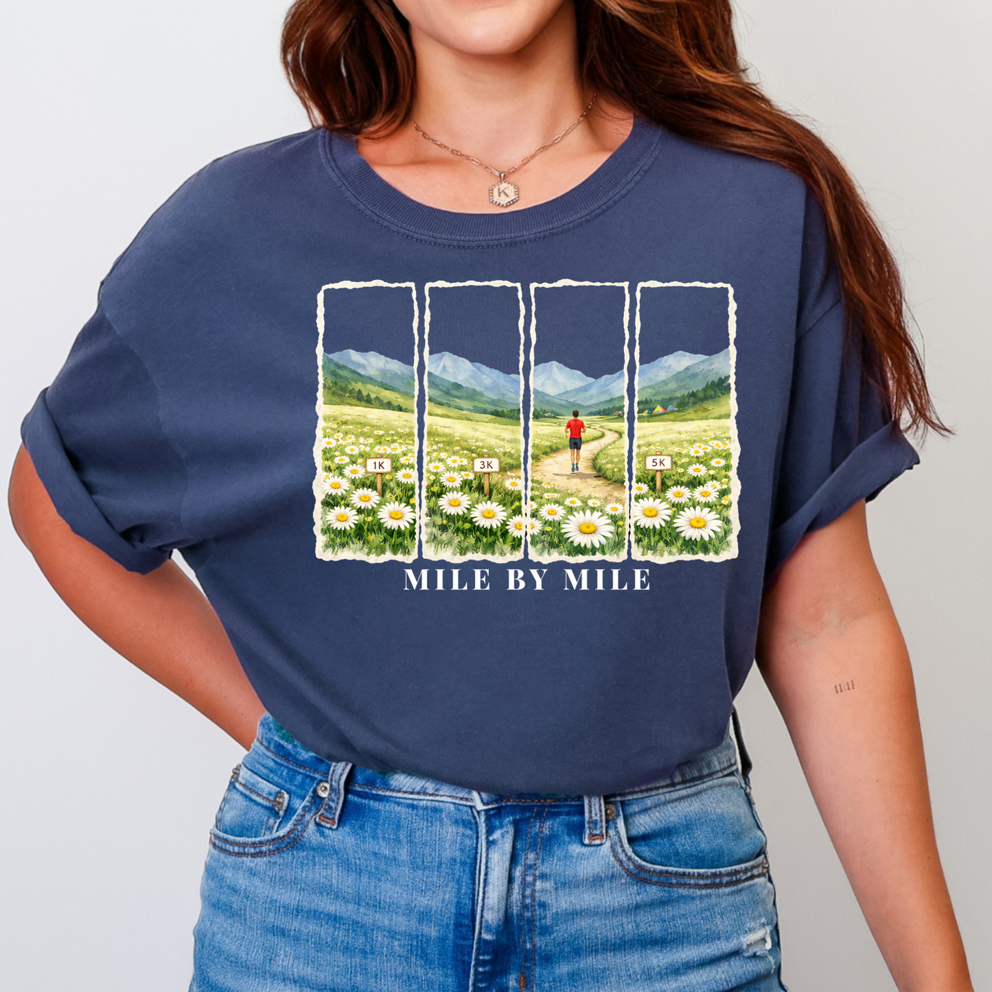 Mile By Mile | Marathon Training Running Shirt | Watercolor Mountain Tee | Trail Runner Gift