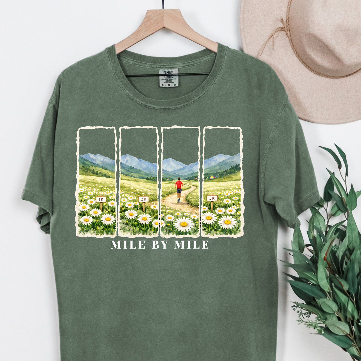 Mile By Mile | Marathon Training Running Shirt | Watercolor Mountain Tee | Trail Runner Gift