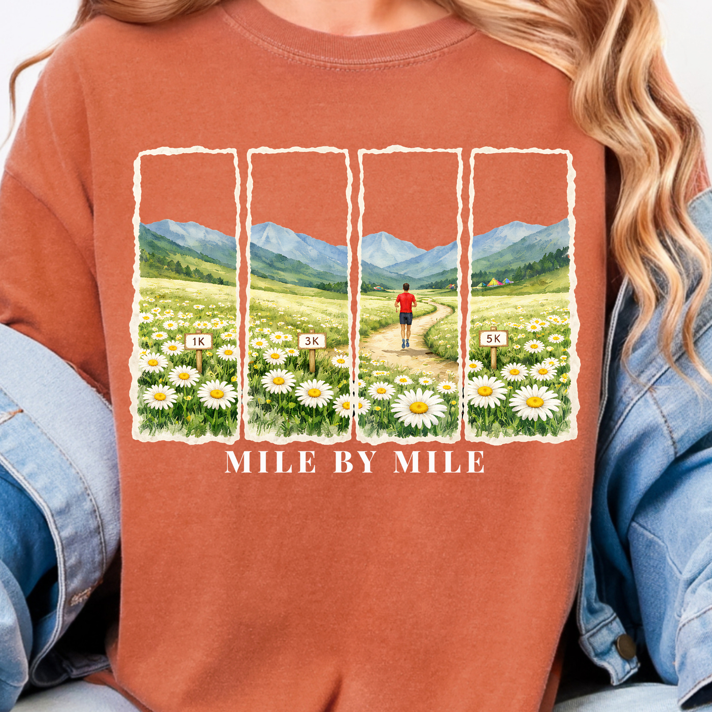 Mile By Mile | Marathon Training Running Shirt | Watercolor Mountain Tee | Trail Runner Gift