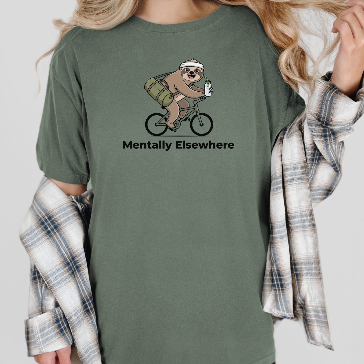 Mentally Elsewhere | Funny Sloth Graphic Tee | Mental Health Shirt | Introvert Gift | Cozy Aesthetic Tee