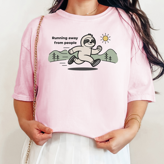 Running Away From People | Funny Sloth Running Shirt | Introvert Runner Tee | Marathon Humor Gift