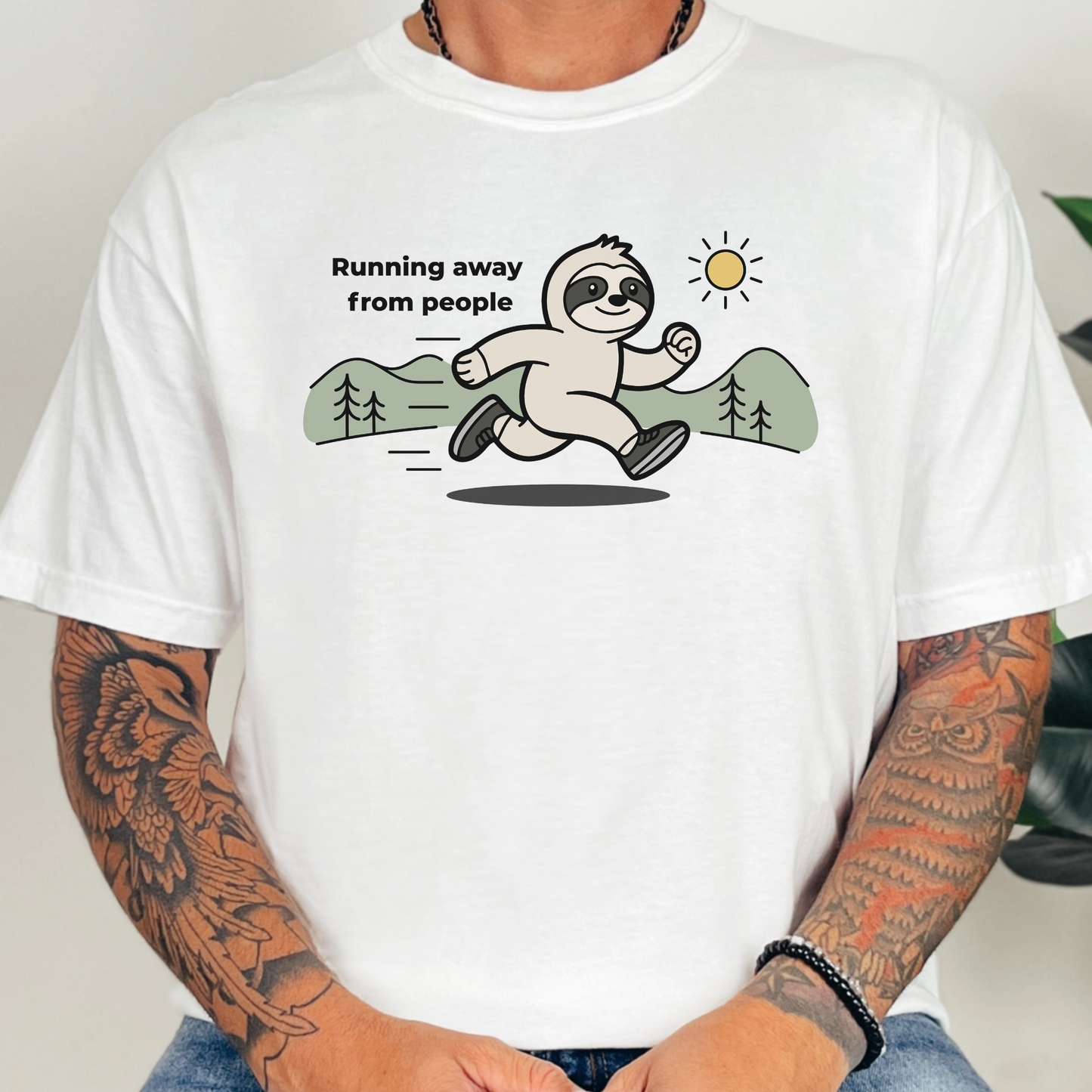Running Away From People | Funny Sloth Running Shirt | Introvert Runner Tee | Marathon Humor Gift