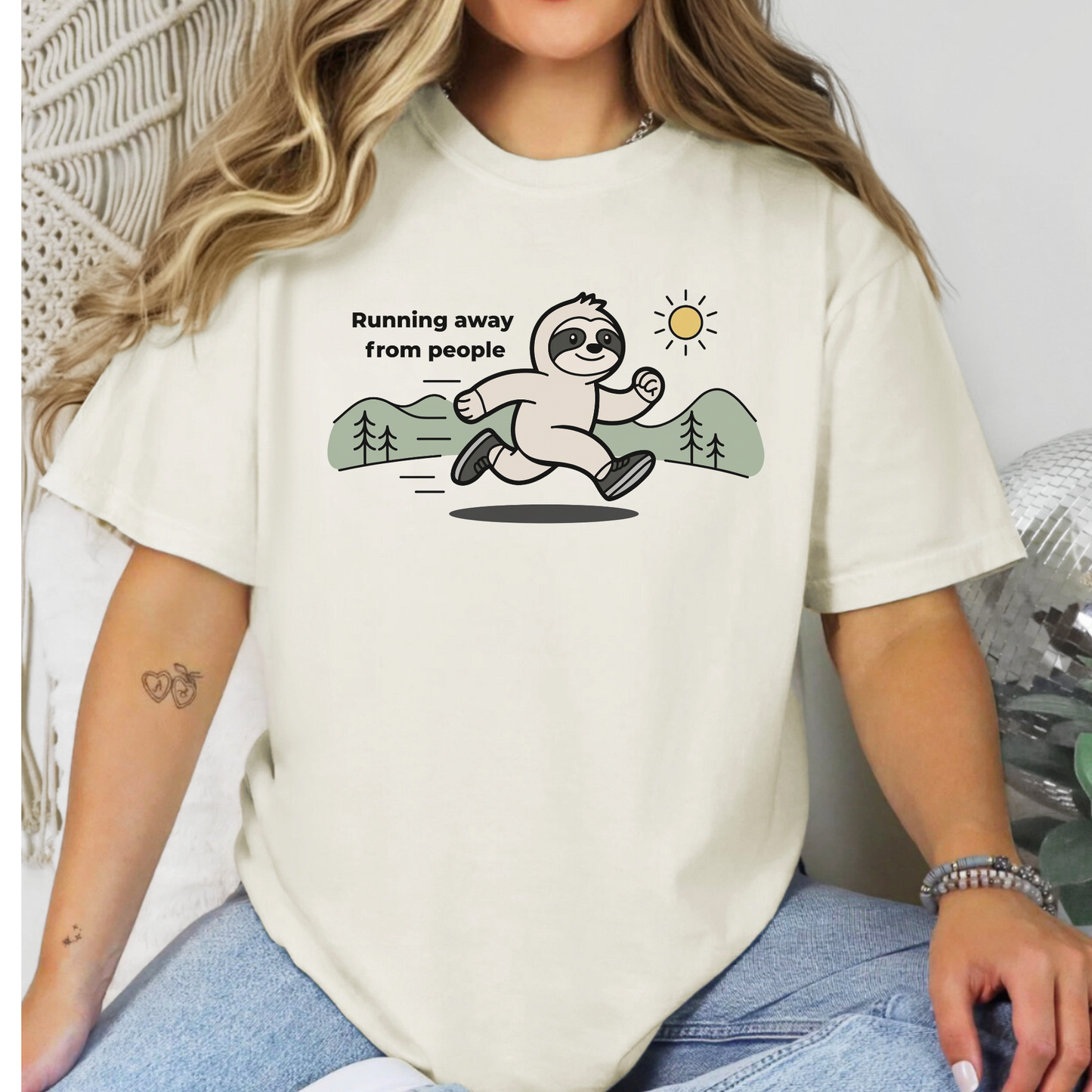 Running Away From People | Funny Sloth Running Shirt | Introvert Runner Tee | Marathon Humor Gift