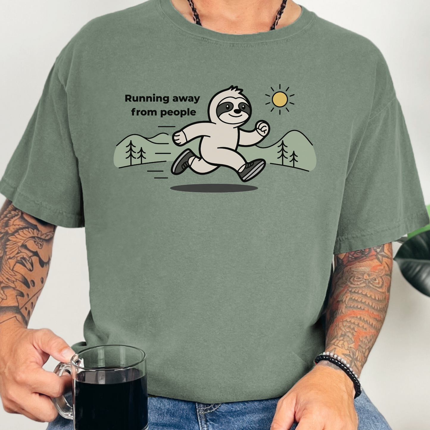 Running Away From People | Funny Sloth Running Shirt | Introvert Runner Tee | Marathon Humor Gift