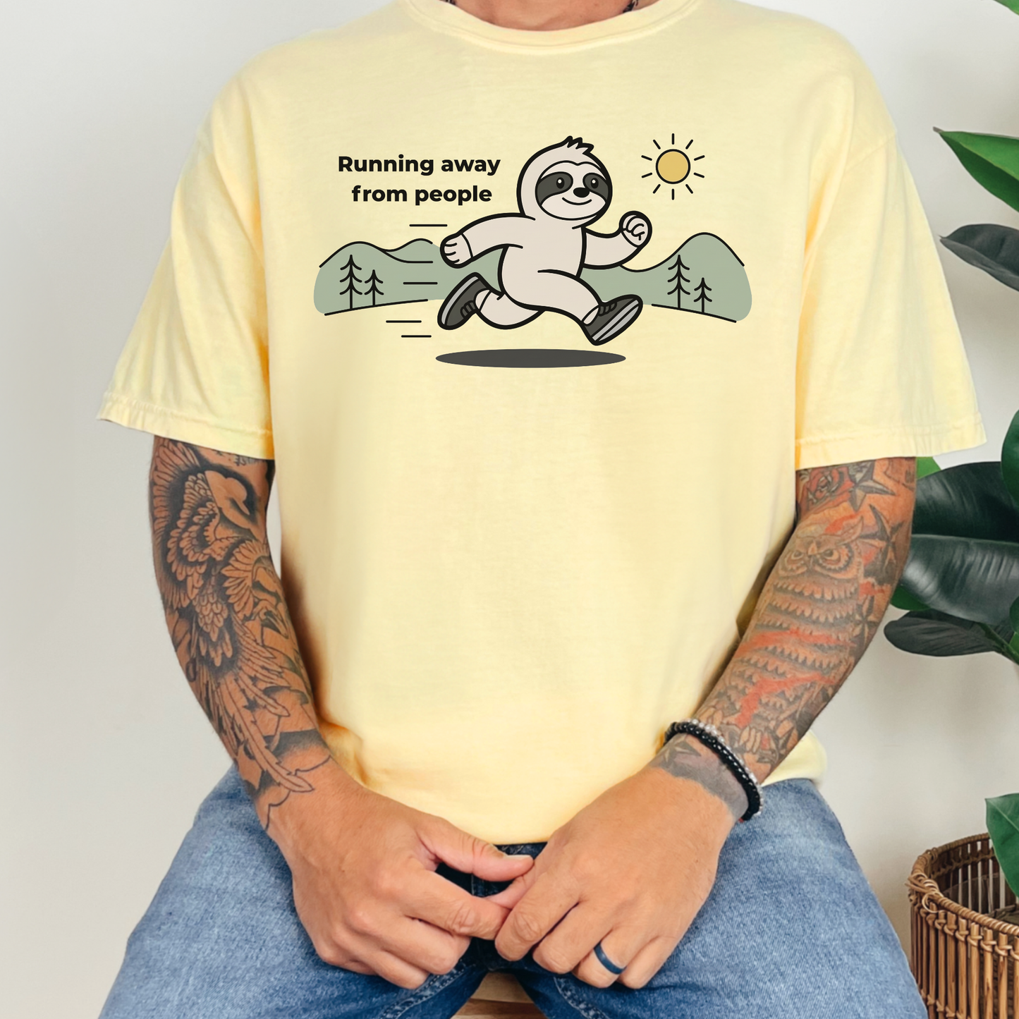 Running Away From People | Funny Sloth Running Shirt | Introvert Runner Tee | Marathon Humor Gift