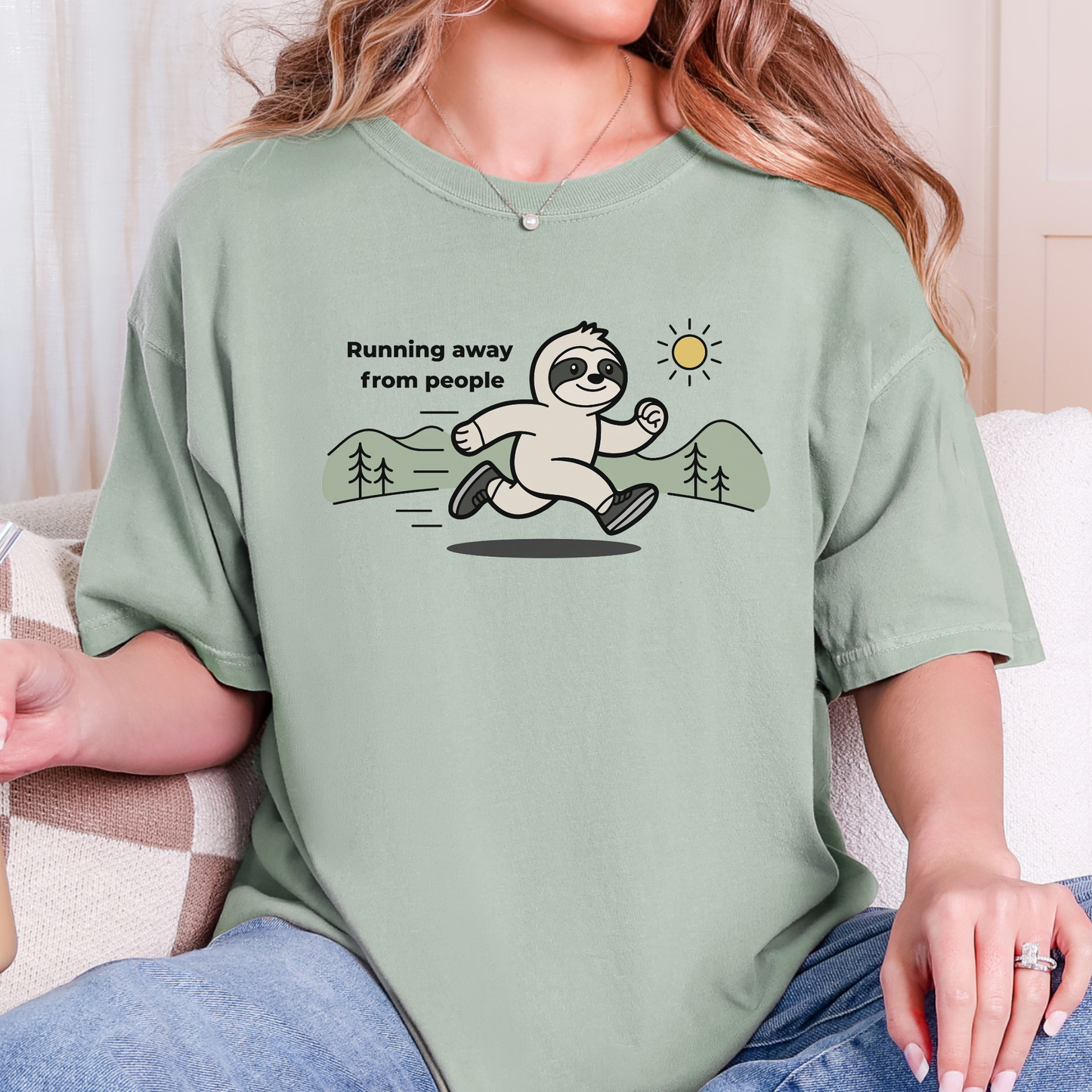 Running Away From People | Funny Sloth Running Shirt | Introvert Runner Tee | Marathon Humor Gift