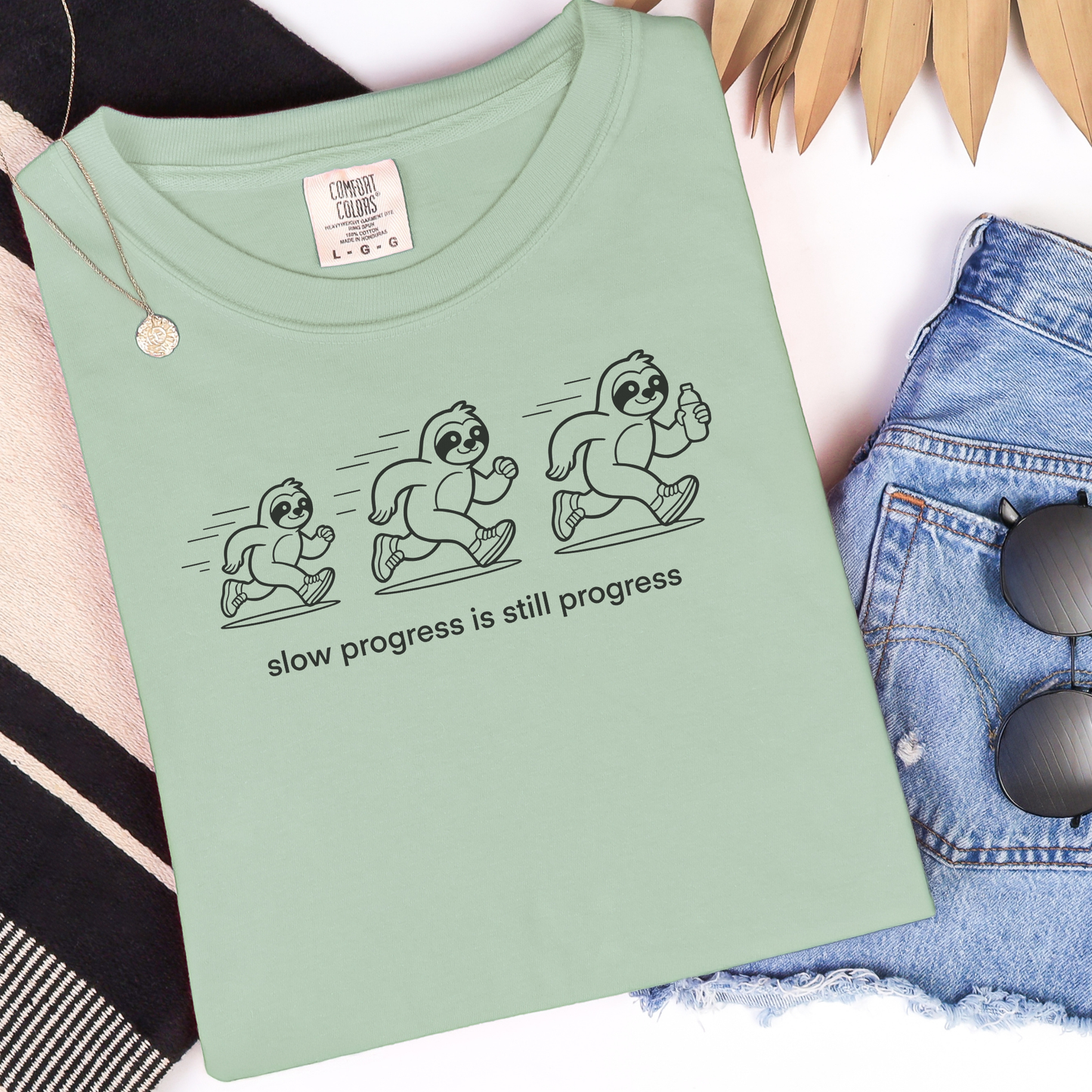 Slow Progress Is Still Progress | Sloth Running Shirt | Motivational Fitness Tee | Positive Mindset Gift